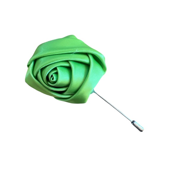 NEW Lime Green Satin Flower Lapel Pin - Picture 1 of 1